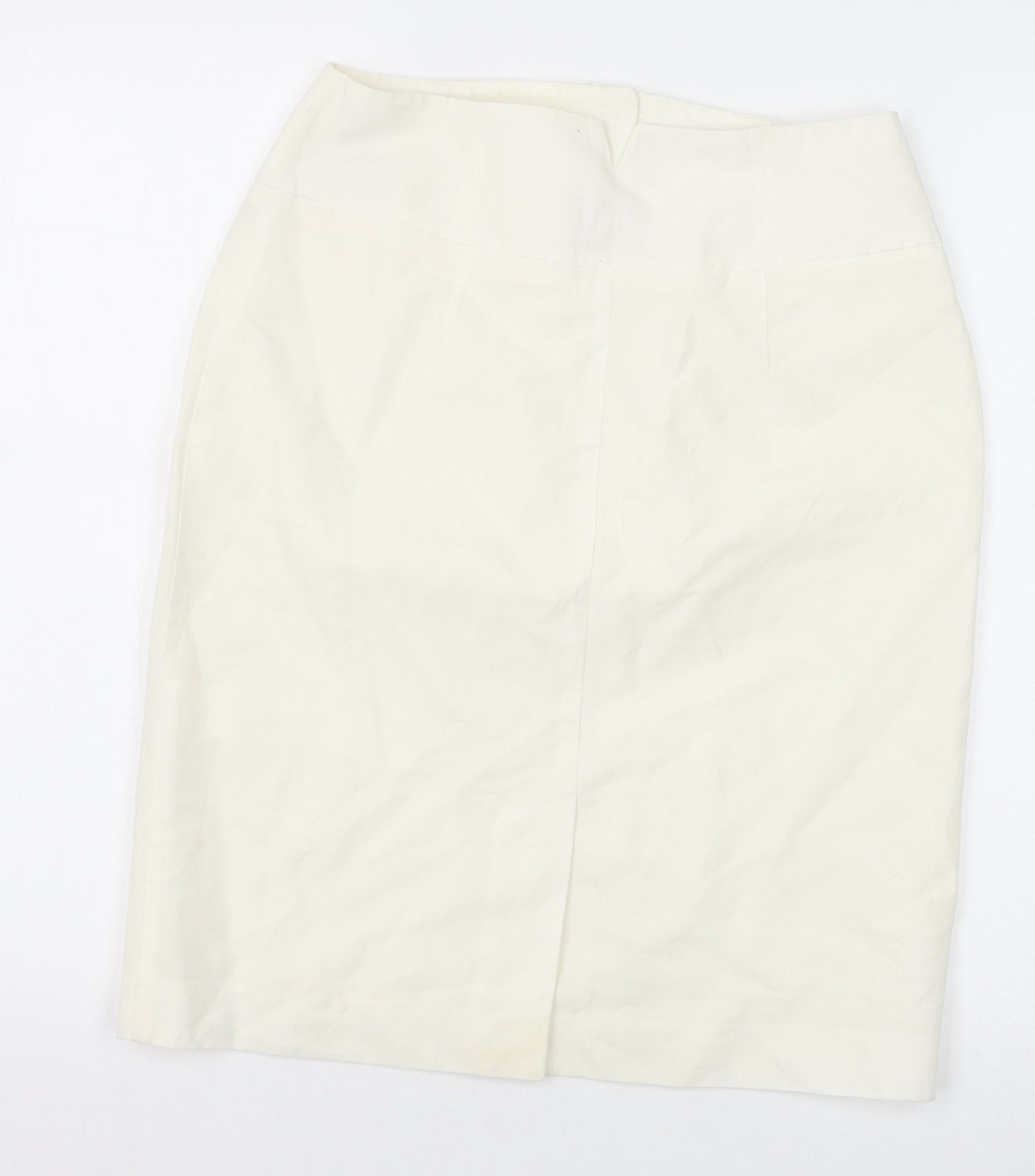 H&M Womens White Linen Straight & Pencil Skirt Size 10 Zip