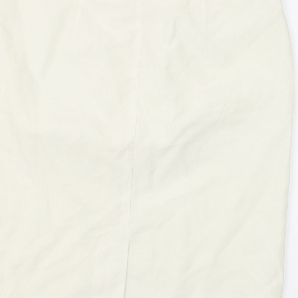 H&M Womens White Linen Straight & Pencil Skirt Size 10 Zip
