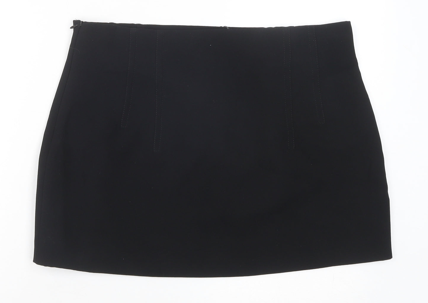 Zara Womens Black Polyester Mini Skirt Size XL Zip