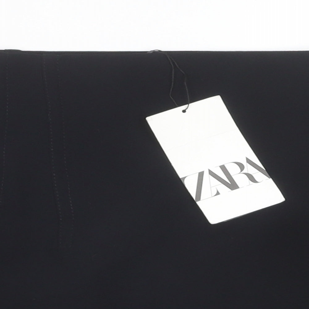 Zara Womens Black Polyester Mini Skirt Size XL Zip
