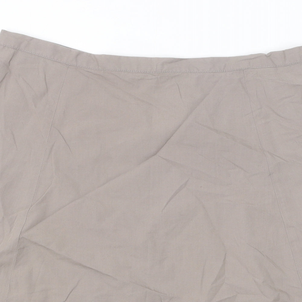 Great Plains Womens Grey Geometric Cotton A-Line Skirt Size 10 Zip - Leaf Pattern