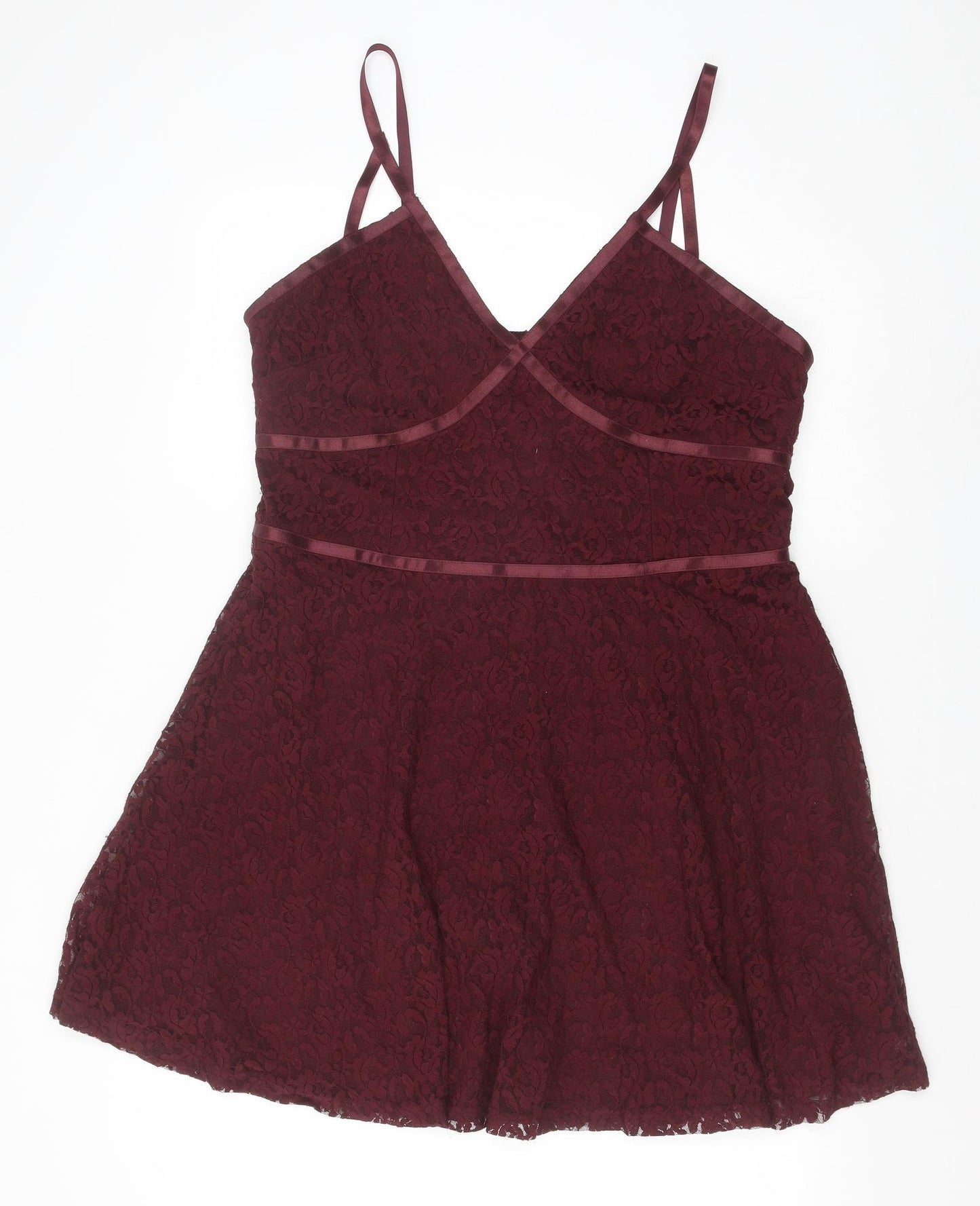 New Look Womens Purple Nylon Mini Size 18 V-Neck Zip