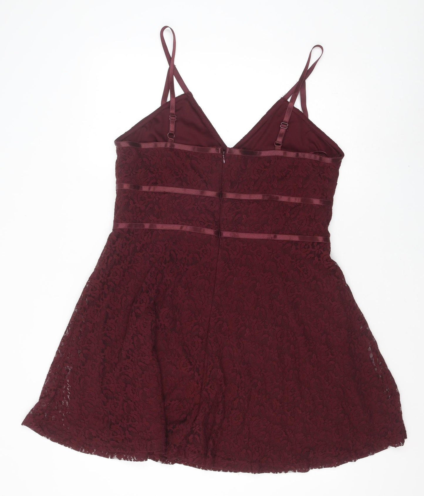 New Look Womens Purple Nylon Mini Size 18 V-Neck Zip