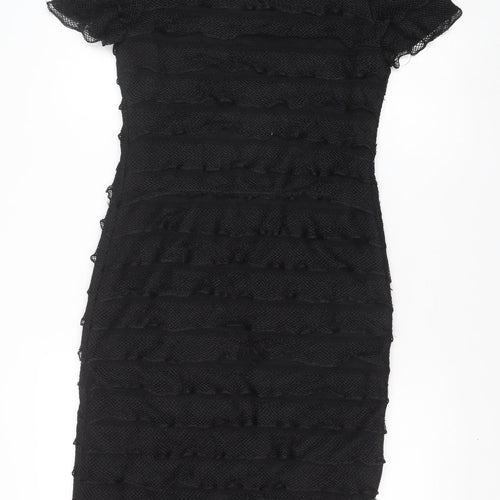 Glitz Womens Black Polyester Sheath Size 12 Round Neck Pullover