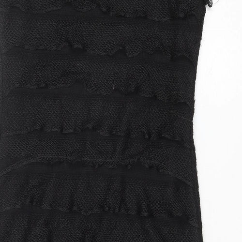 Glitz Womens Black Polyester Sheath Size 12 Round Neck Pullover
