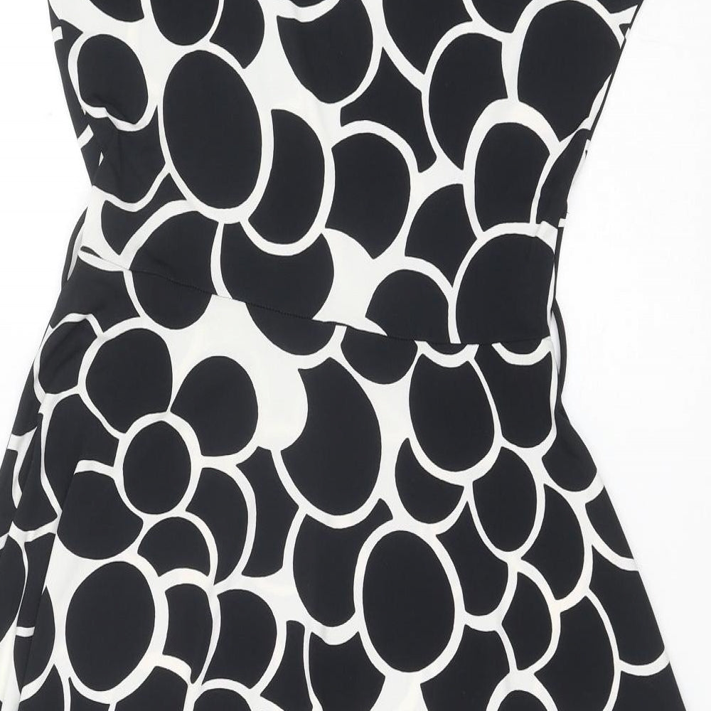 NEXT Womens Black Geometric Polyester Wrap Dress Size 12 V-Neck Pullover