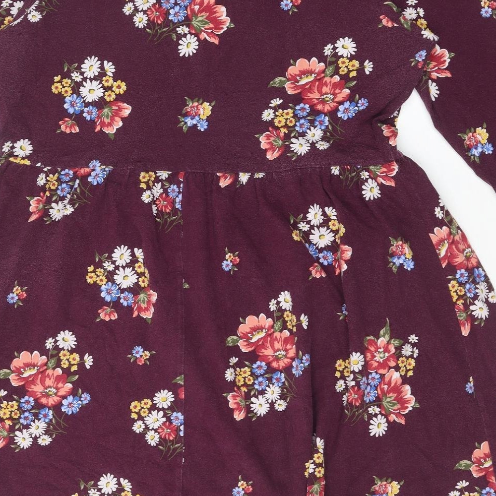 FOREVER 21 Womens Purple Floral Polyester A-Line Size 24 V-Neck Pullover