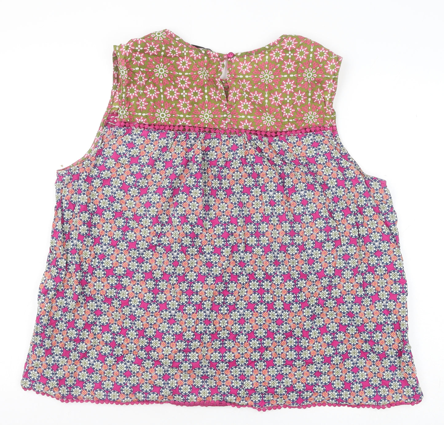 TU Womens Pink Geometric 100% Cotton Basic Tank Size 20 Scoop Neck