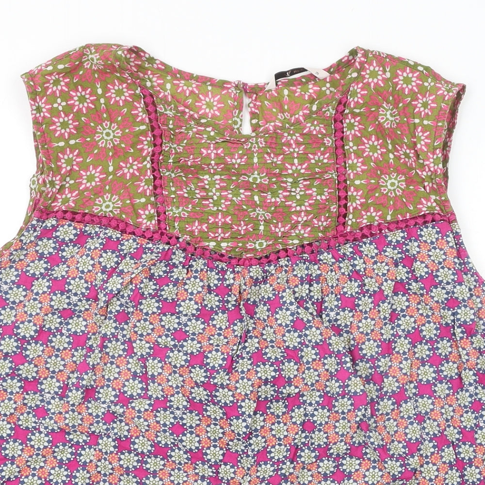 TU Womens Pink Geometric 100% Cotton Basic Tank Size 20 Scoop Neck