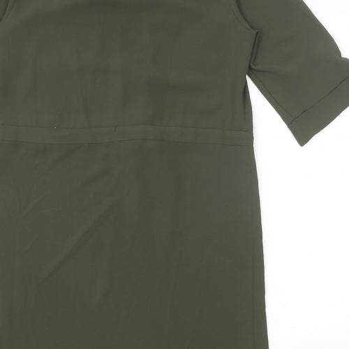 F&F Womens Green Polyester A-Line Size 6 Round Neck Zip - Drawstring Waist