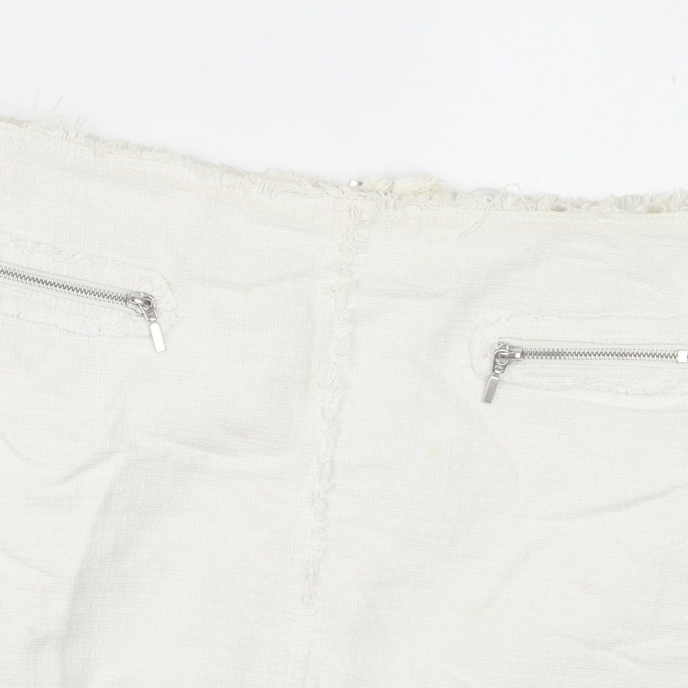 Esprit Womens White Cotton Mini Skirt Size 12 Zip