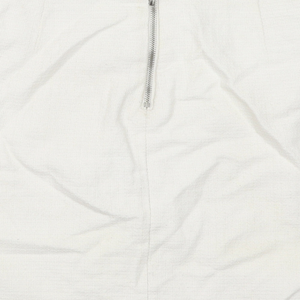Esprit Womens White Cotton Mini Skirt Size 12 Zip