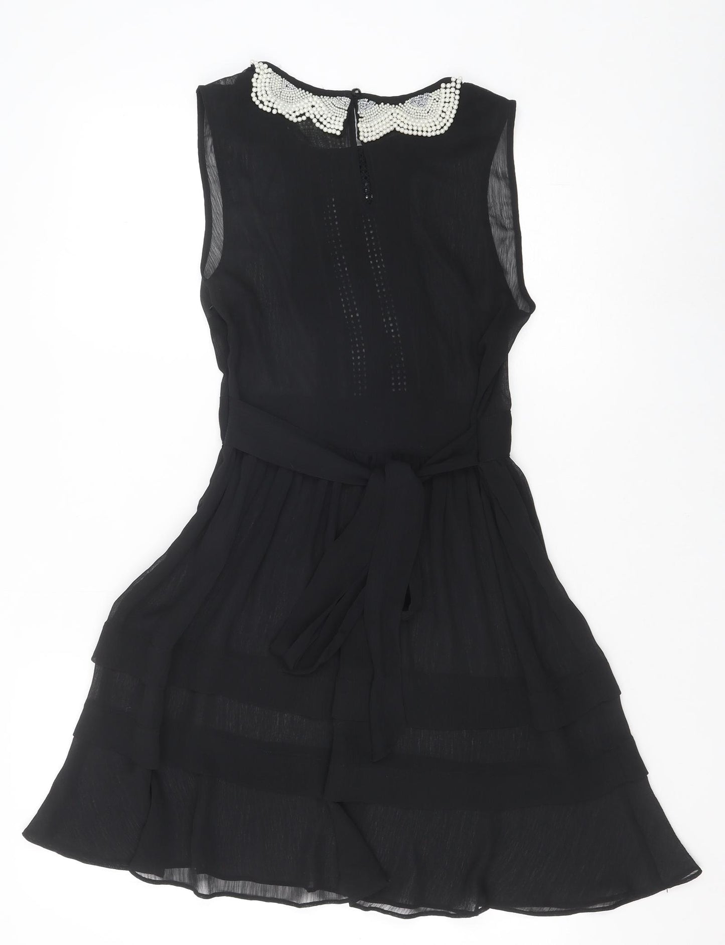 Miss Selfridge Womens Black Polyester Fit & Flare Size 10 Collared Zip