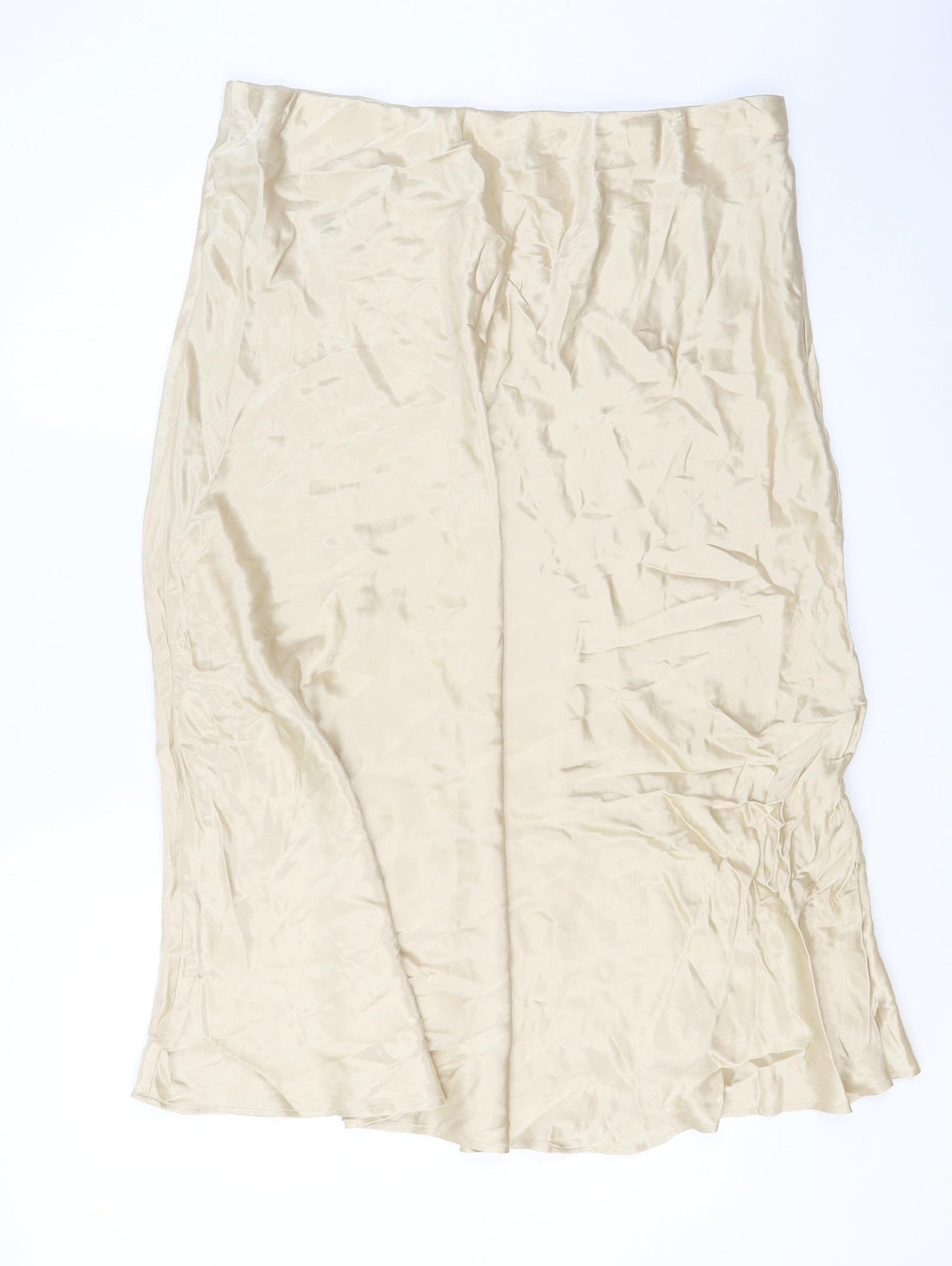 Marks and Spencer Womens Beige Polyester A-Line Skirt Size 18 Hook & Eye