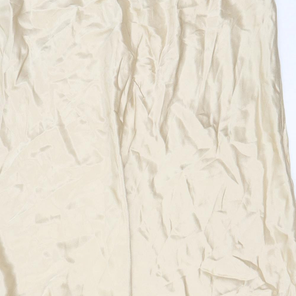 Marks and Spencer Womens Beige Polyester A-Line Skirt Size 18 Hook & Eye