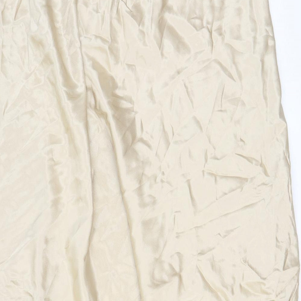 Marks and Spencer Womens Beige Polyester A-Line Skirt Size 18 Hook & Eye