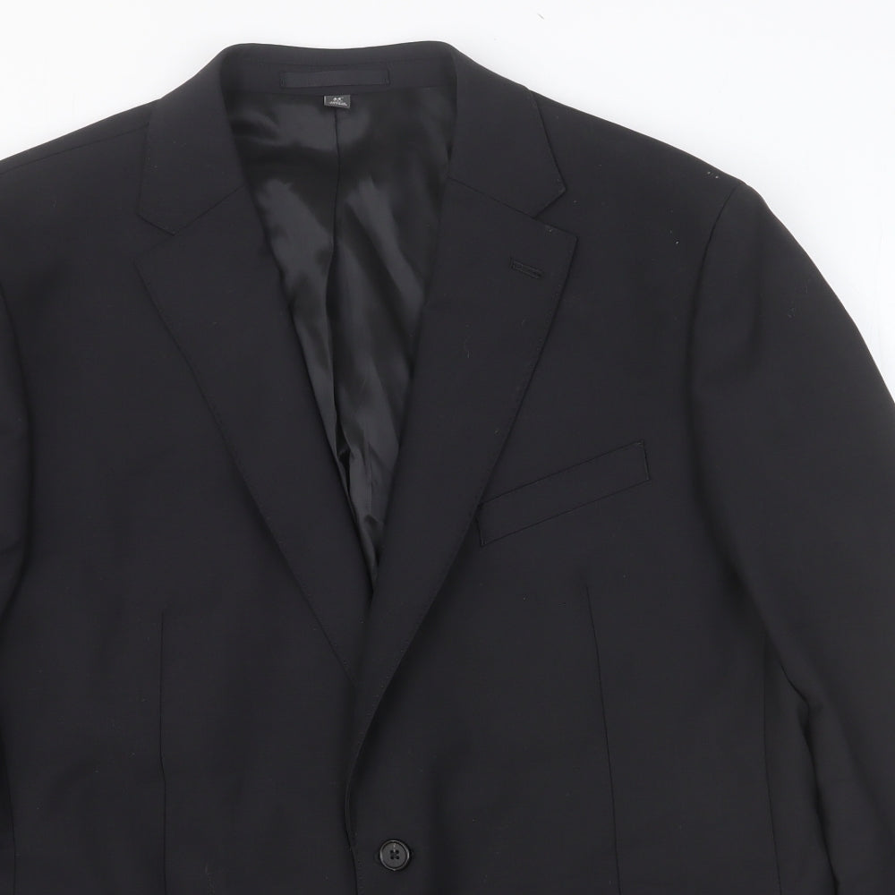 Marks and Spencer Mens Black Wool Jacket Blazer Size 44 Regular