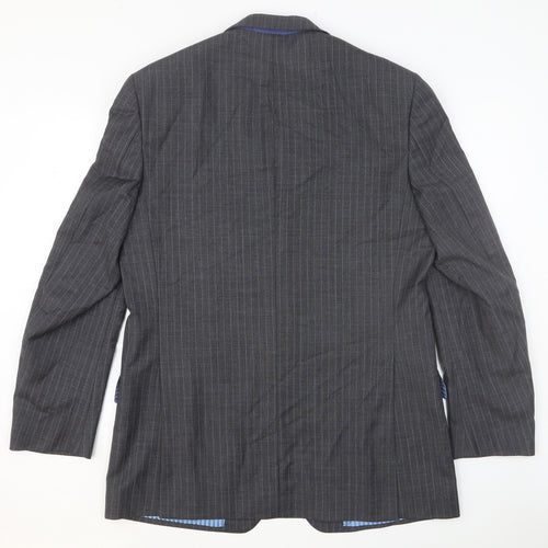 Marks and Spencer Mens Grey Striped Viscose Jacket Suit Jacket Size 46 Regular
