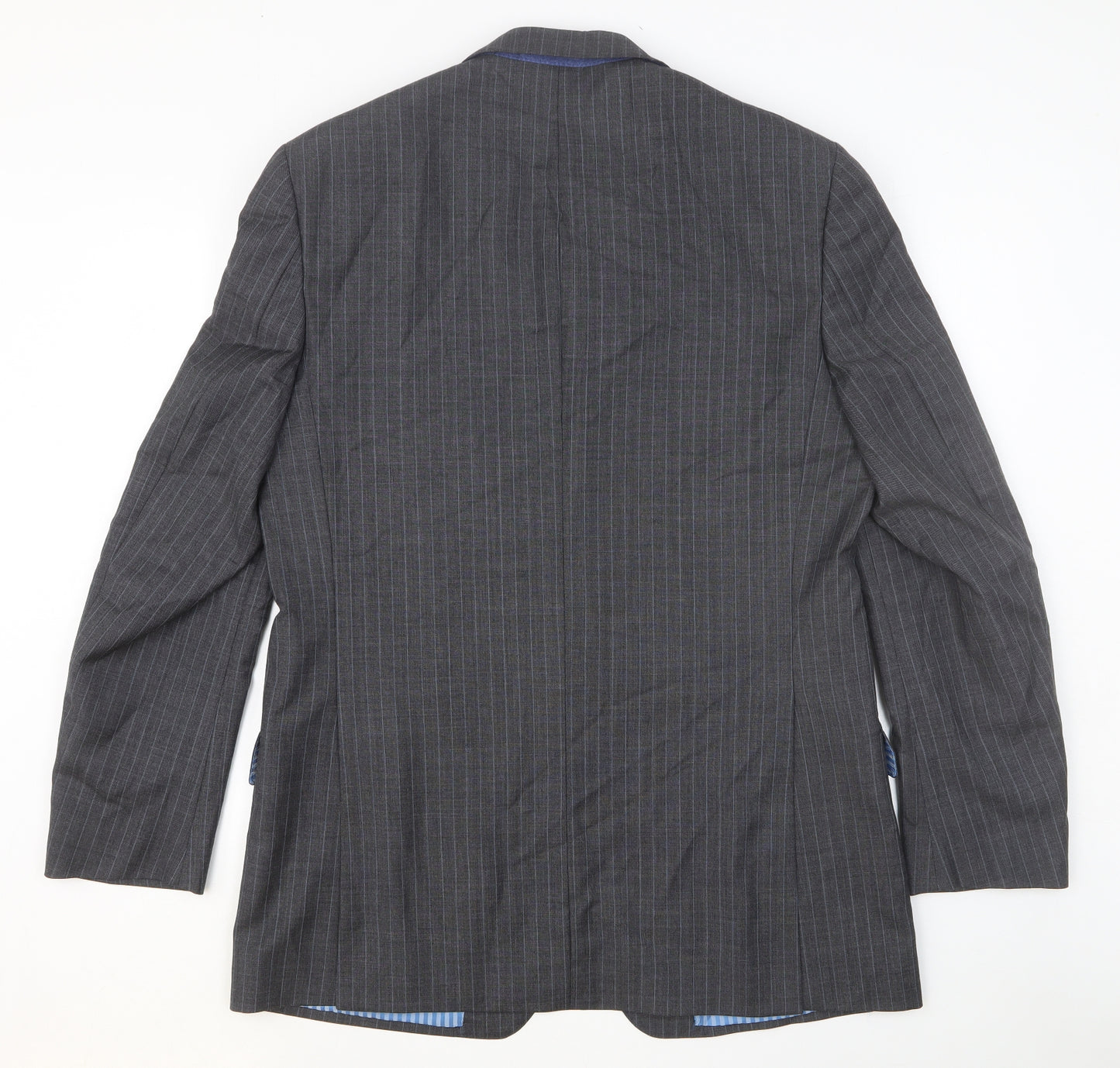 Marks and Spencer Mens Grey Striped Viscose Jacket Suit Jacket Size 46 Regular