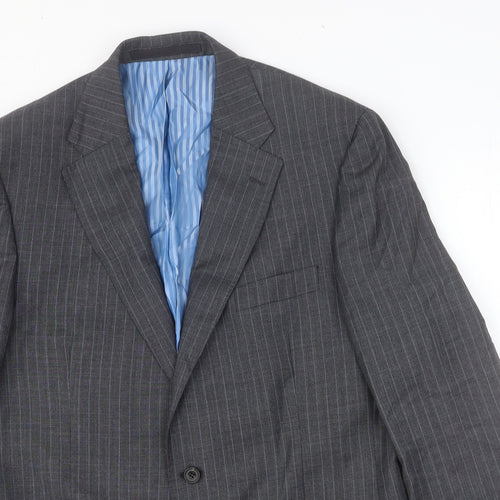 Marks and Spencer Mens Grey Striped Viscose Jacket Suit Jacket Size 46 Regular