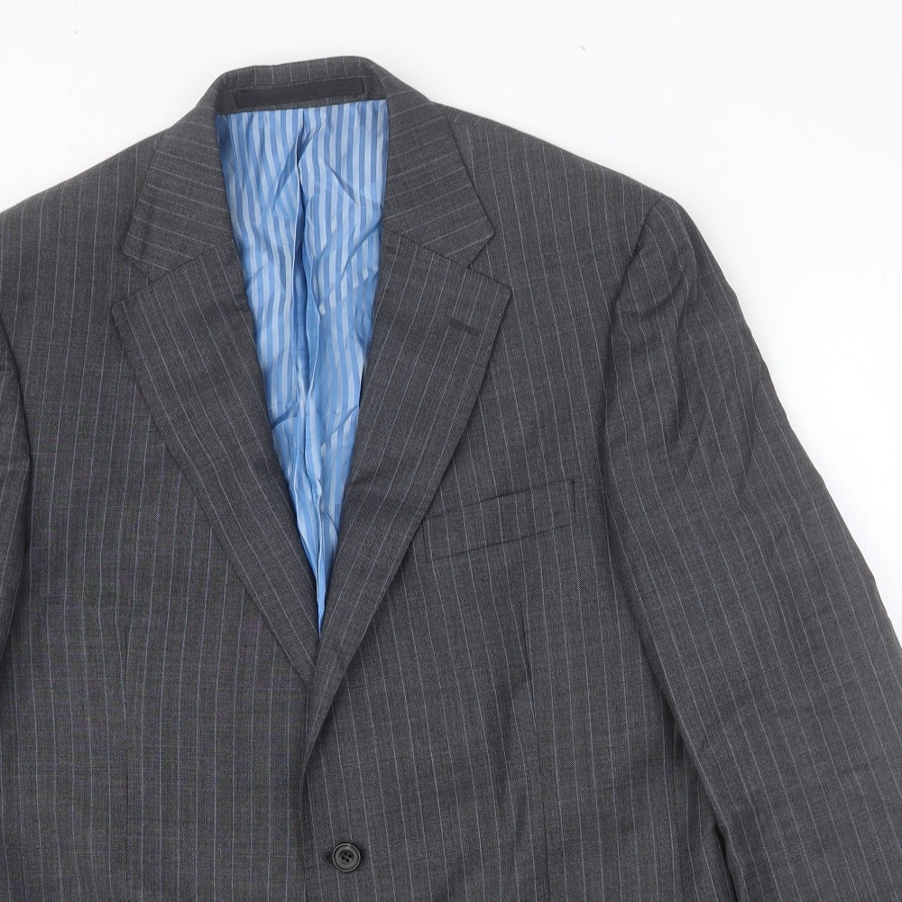 Marks and Spencer Mens Grey Striped Viscose Jacket Suit Jacket Size 46 Regular
