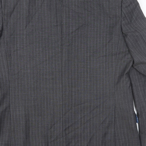 Marks and Spencer Mens Grey Striped Viscose Jacket Suit Jacket Size 46 Regular