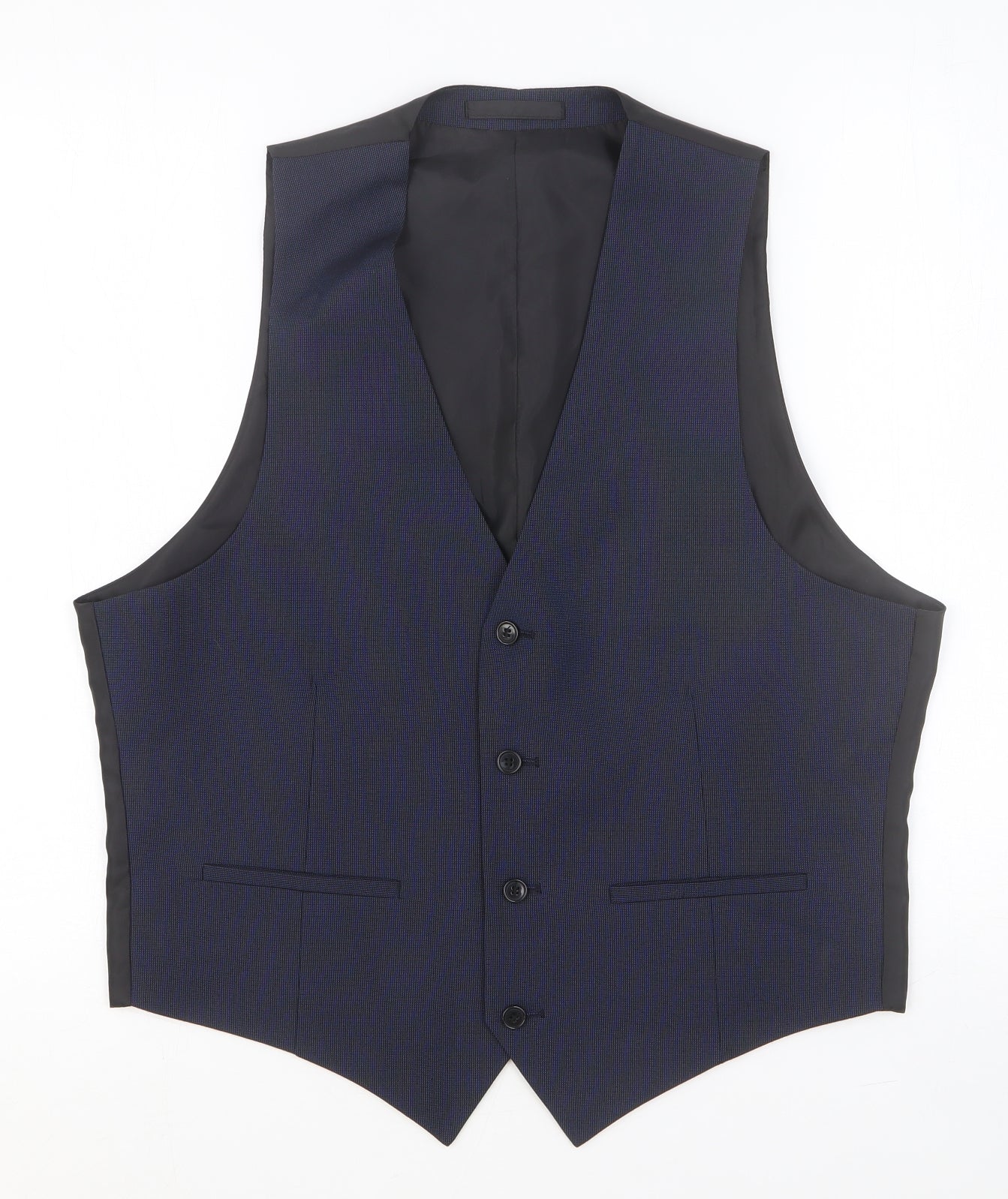 Preworn Mens Blue Polyester Jacket Suit Waistcoat Size 42 Regular