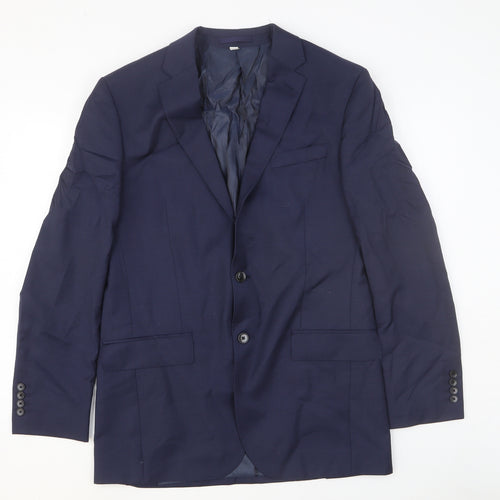 Autograph Mens Blue Wool Jacket Blazer Size 40 Regular