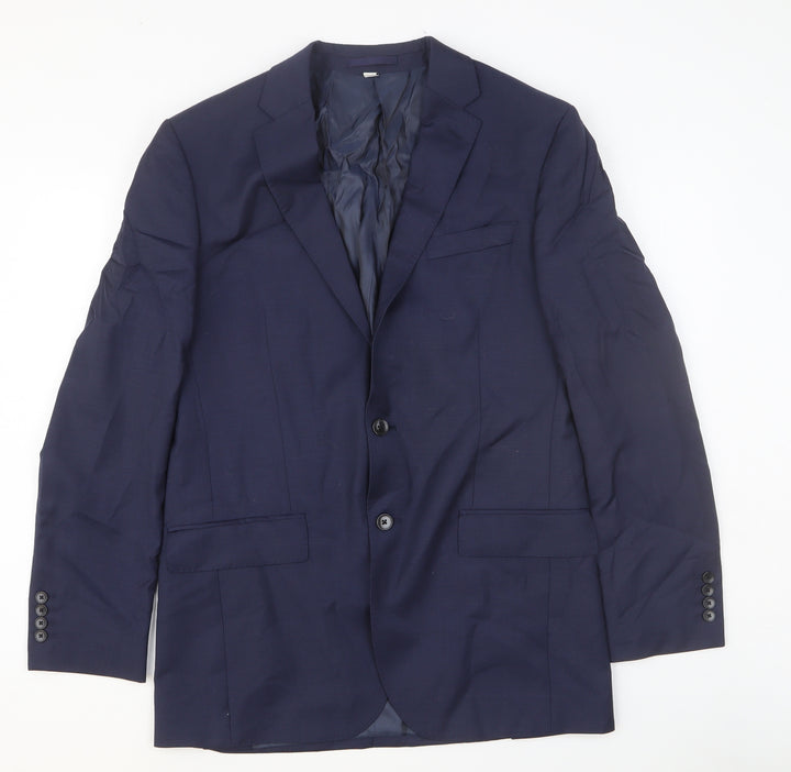 Autograph Mens Blue Wool Jacket Blazer Size 40 Regular