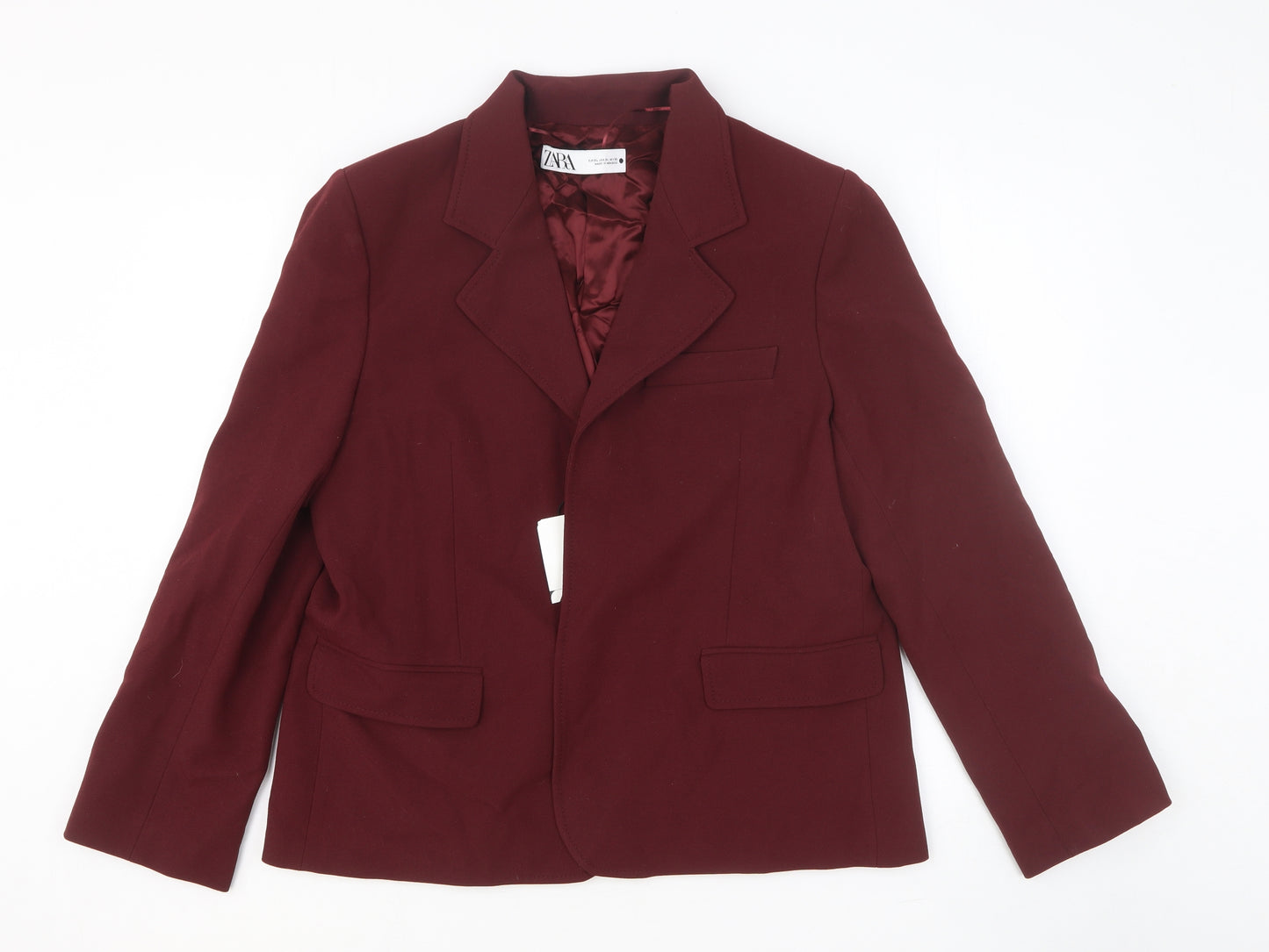 Zara Womens Red Polyacrylate Fibre Jacket Blazer Size XL