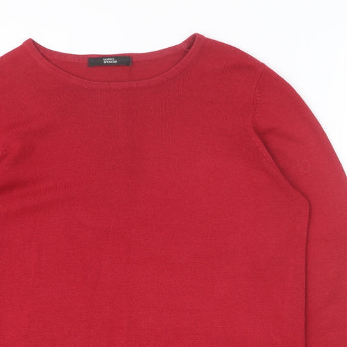 Marks and Spencer Womens Red Boat Neck Acrylic Pullover Jumper Size 8
