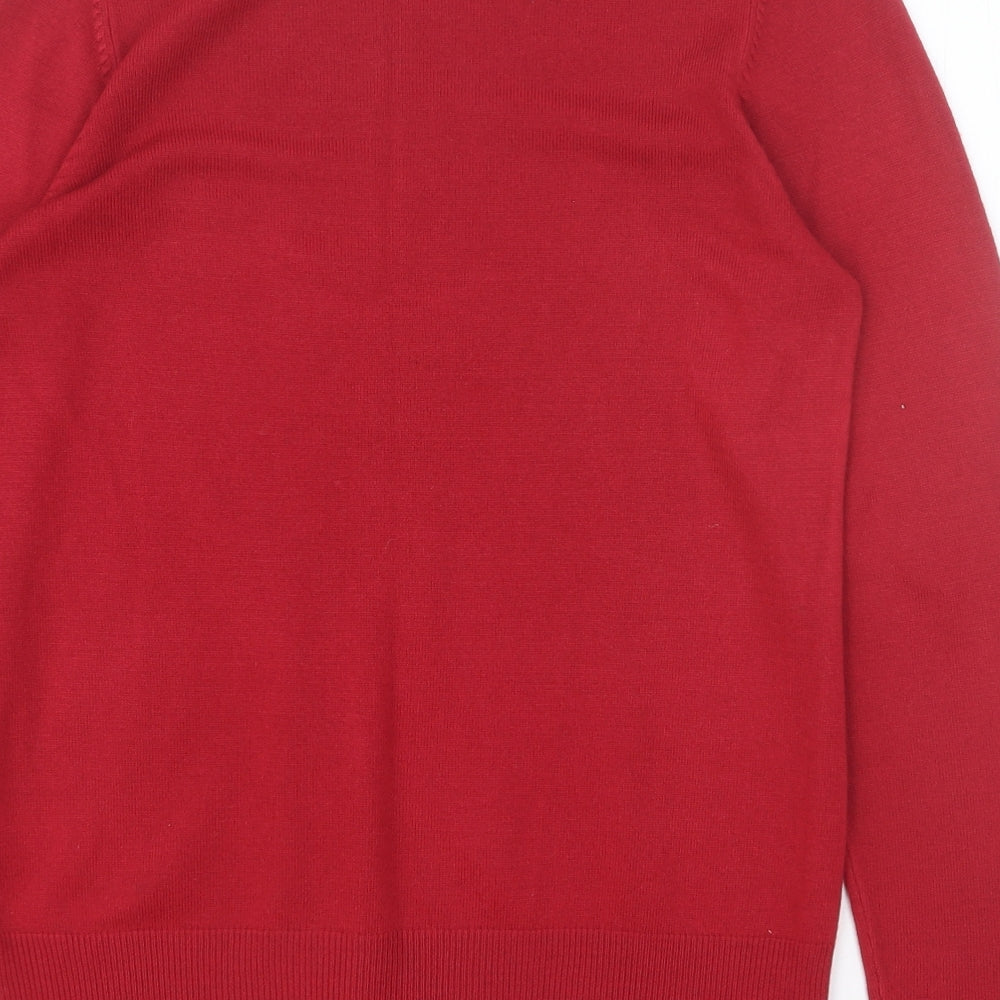 Marks and Spencer Womens Red Boat Neck Acrylic Pullover Jumper Size 8