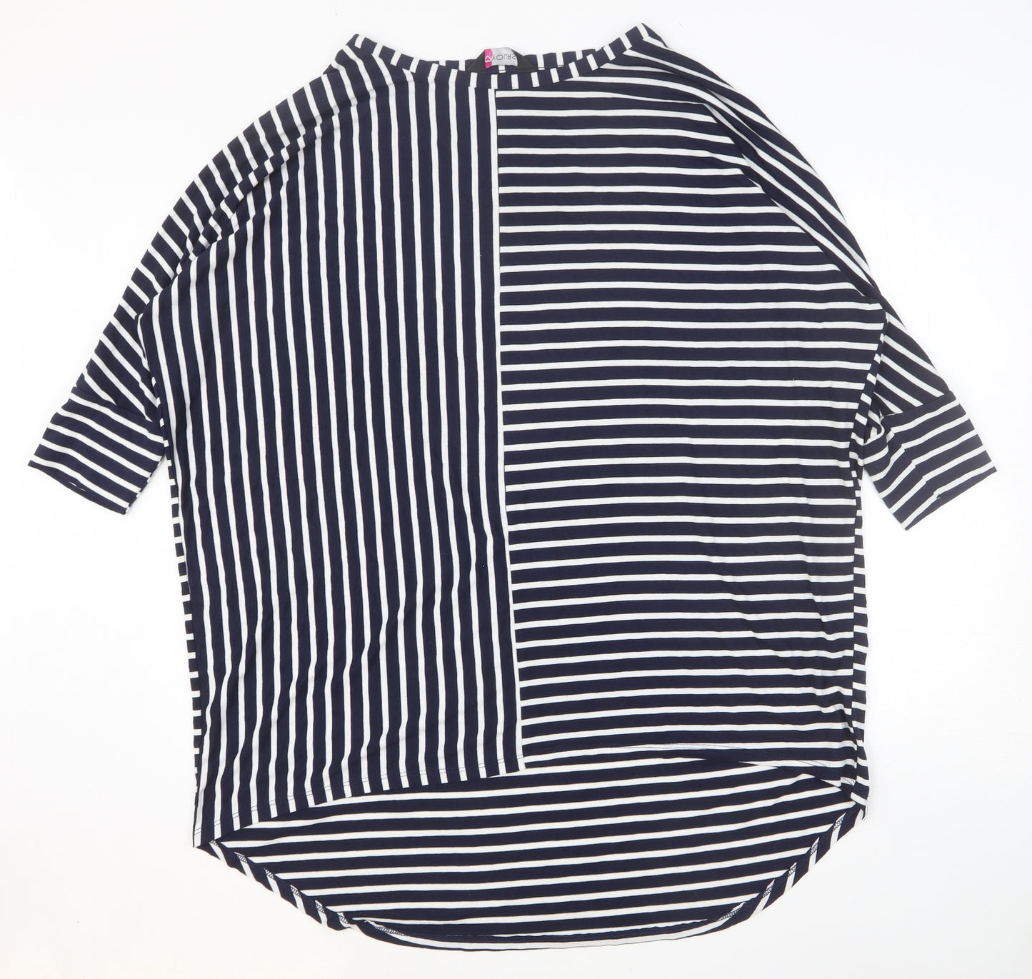 Yours Womens Multicoloured Striped Viscose Tunic Blouse Size 18 Boat Neck