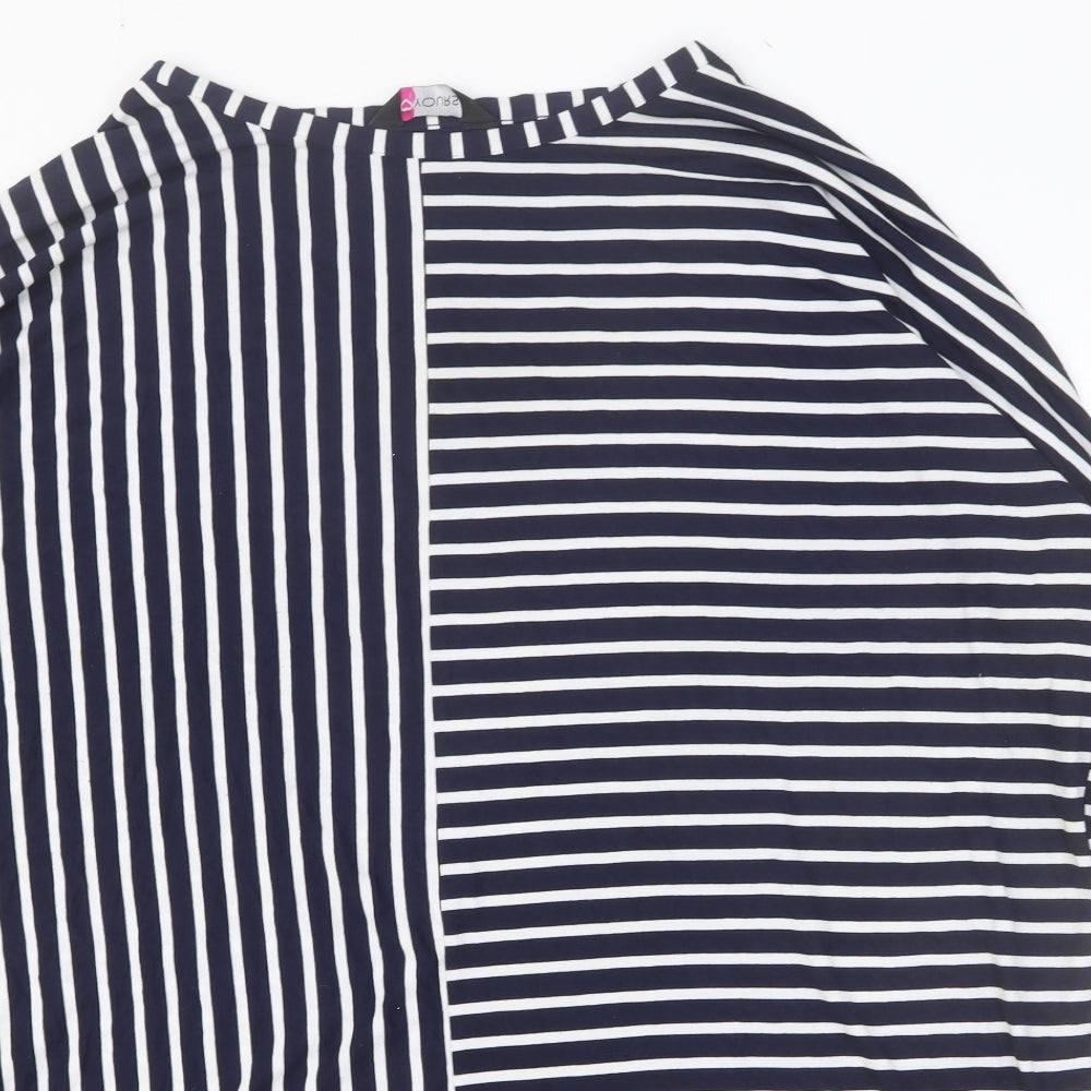 Yours Womens Multicoloured Striped Viscose Tunic Blouse Size 18 Boat Neck