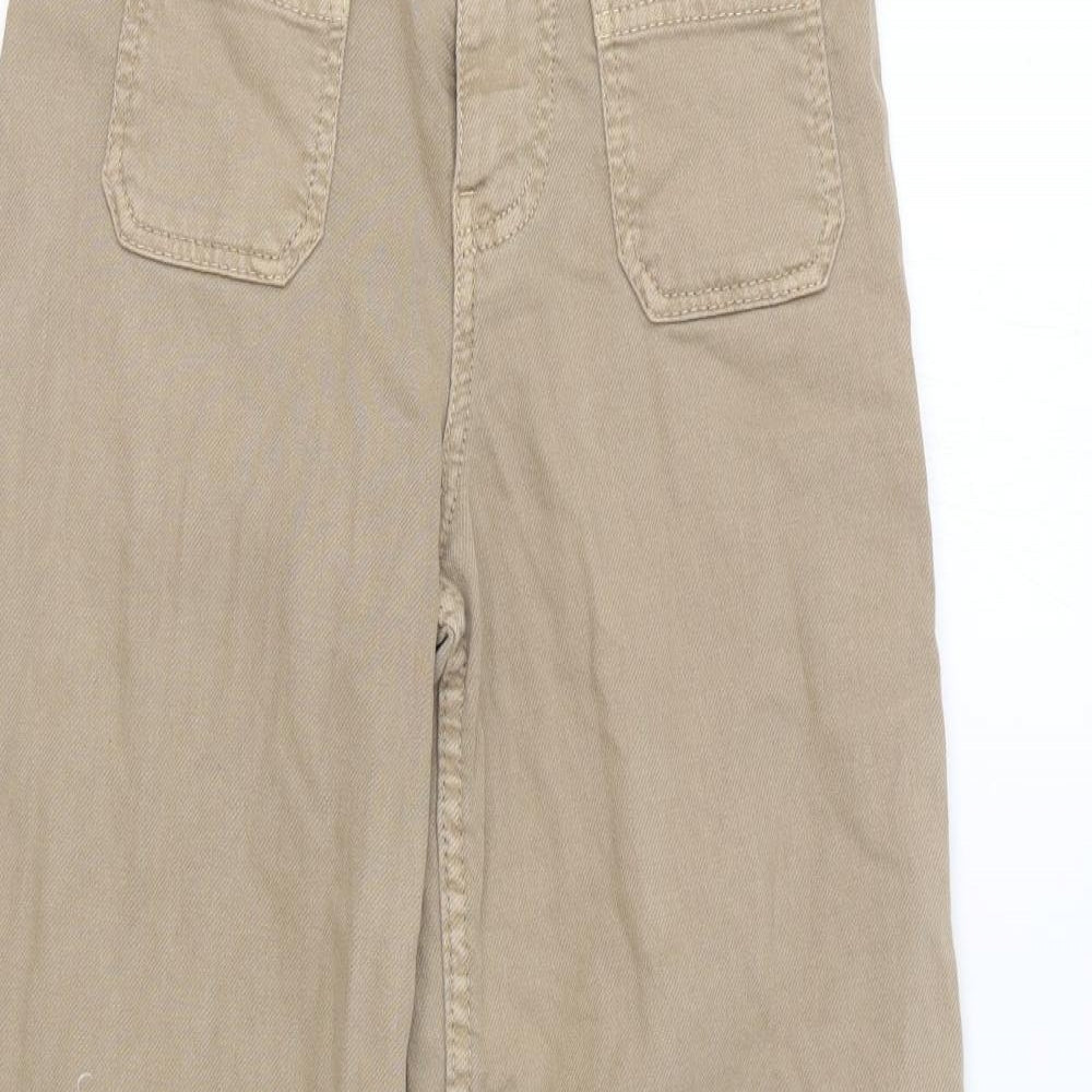 Zara Girls Beige Cotton Wide-Leg Jeans Size 11-12 Years Regular Button