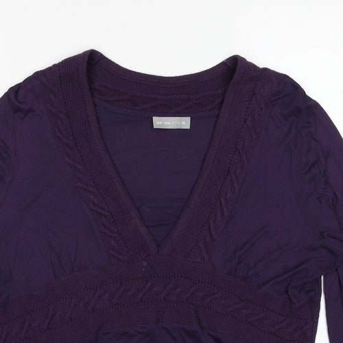 Per Una Womens Purple Viscose Basic Blouse Size 16 V-Neck