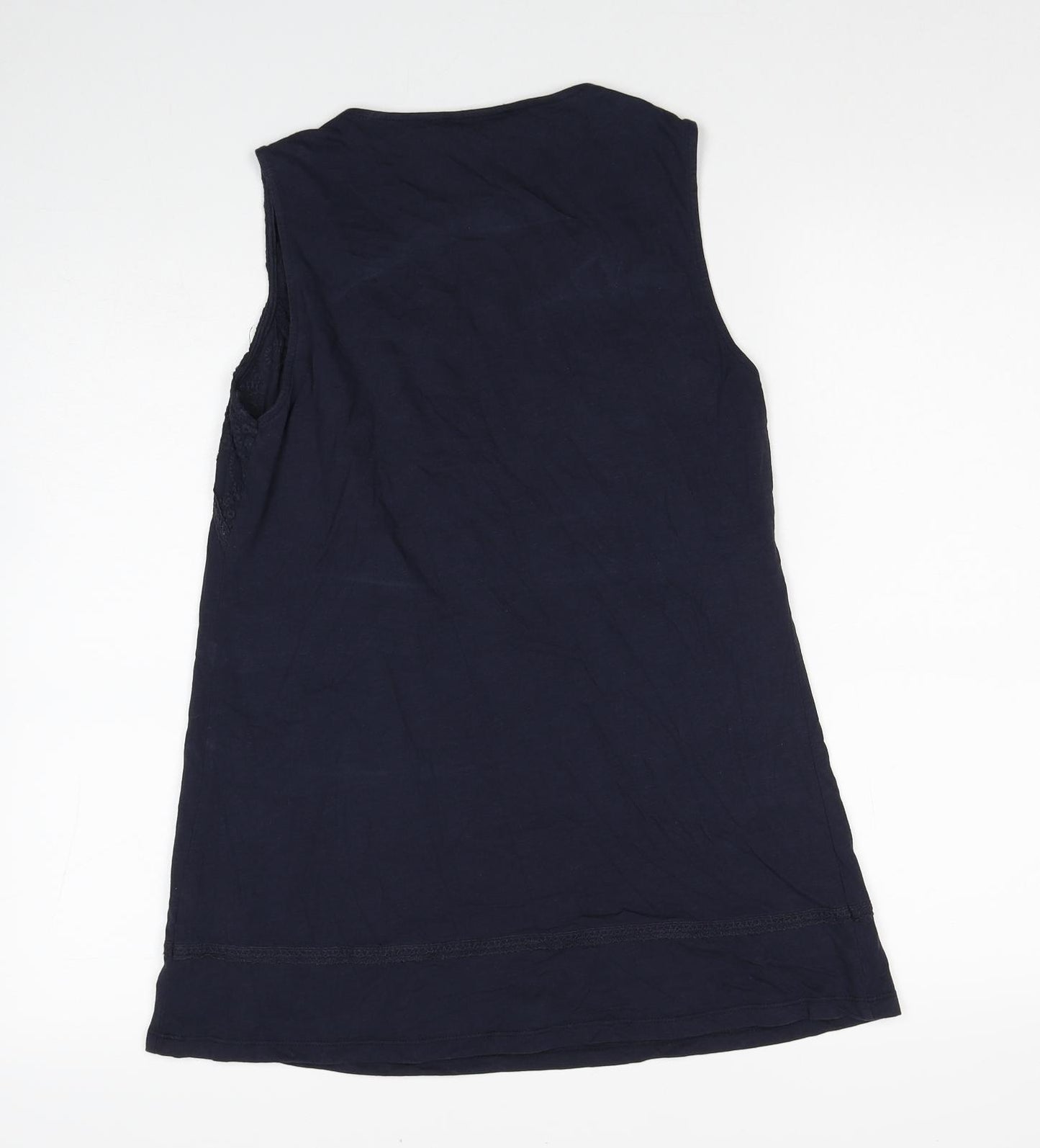 Per Una Womens Blue Cotton Tunic Tank Size 12 Scoop Neck