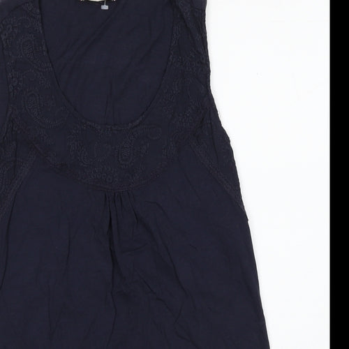 Per Una Womens Blue Cotton Tunic Tank Size 12 Scoop Neck