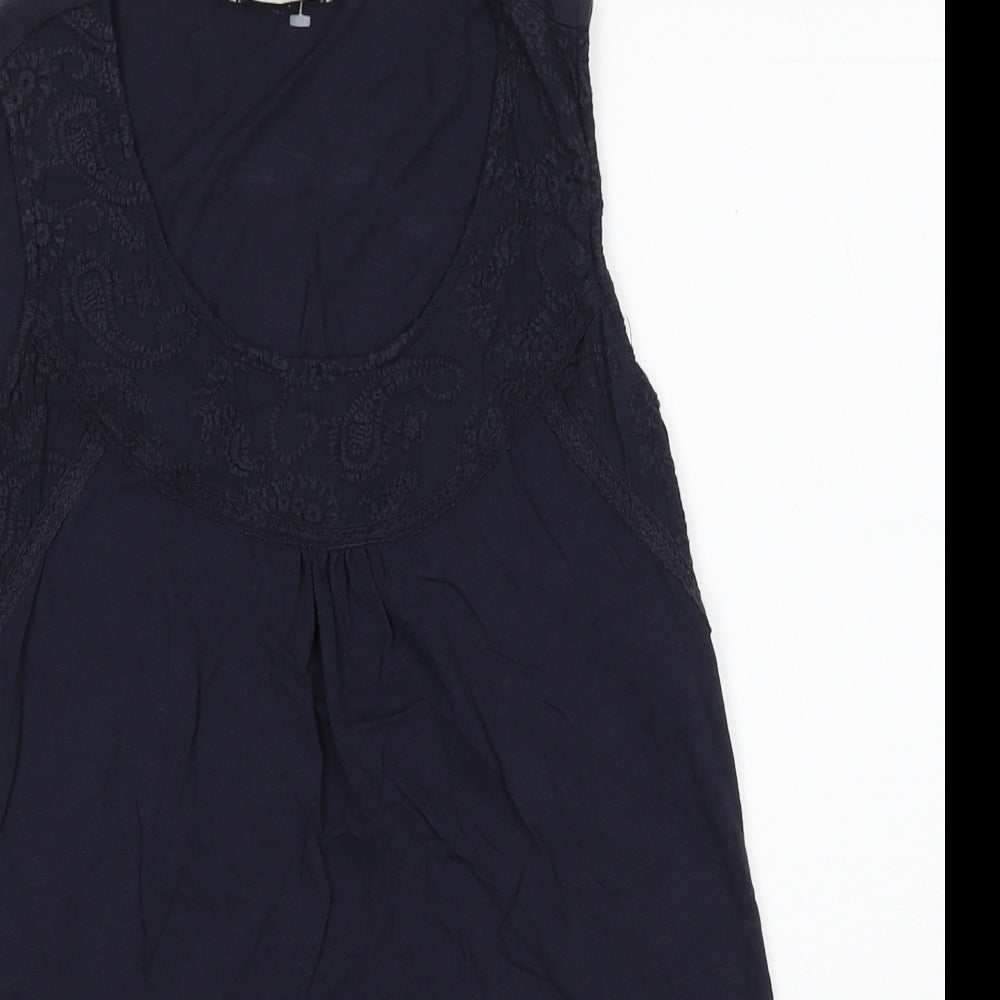 Per Una Womens Blue Cotton Tunic Tank Size 12 Scoop Neck