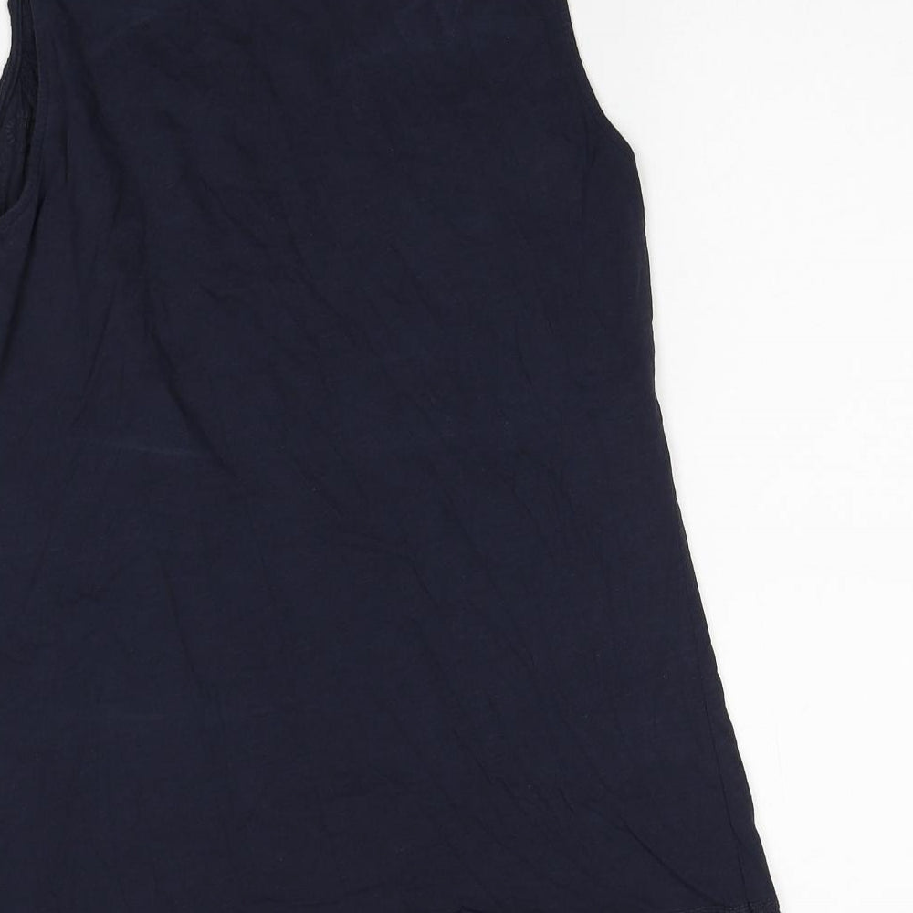 Per Una Womens Blue Cotton Tunic Tank Size 12 Scoop Neck