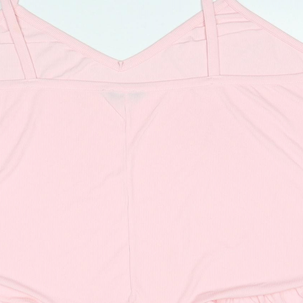 Yours Womens Pink Polyester Camisole Tank Size 26 V-Neck - Ruffle Trim