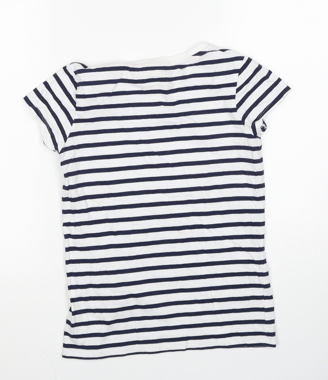 NEXT Girls Blue Striped Cotton Basic T-Shirt Size 10 Years Round Neck Pullover - Love Heart