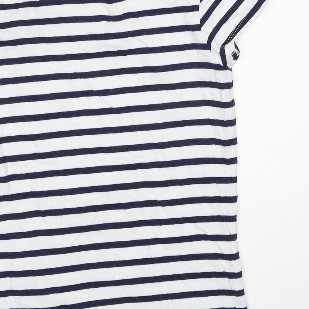NEXT Girls Blue Striped Cotton Basic T-Shirt Size 10 Years Round Neck Pullover - Love Heart