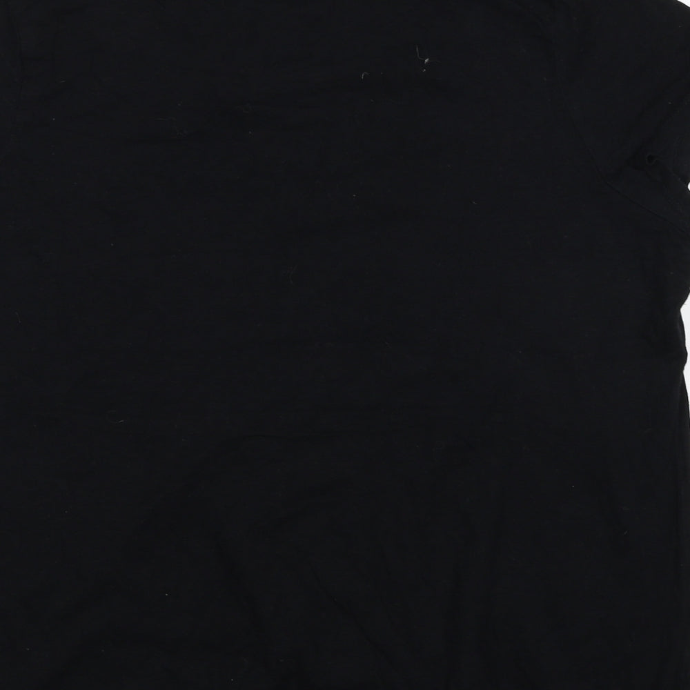 NEXT Womens Black Cotton Basic T-Shirt Size 18 Scoop Neck - Lace detail