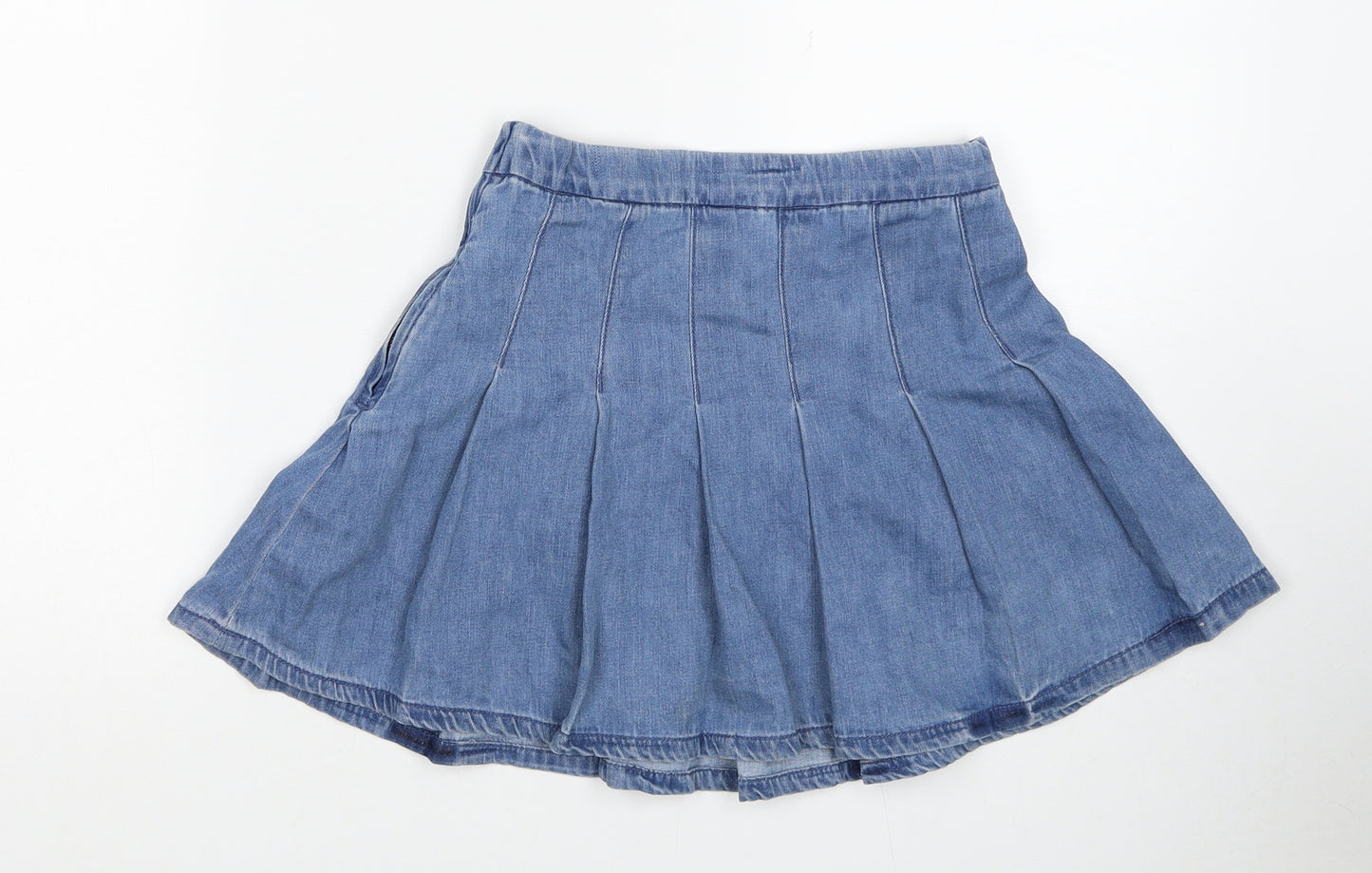 NEXT Girls Blue Cotton Skater Skirt Size 8 Years Regular Zip