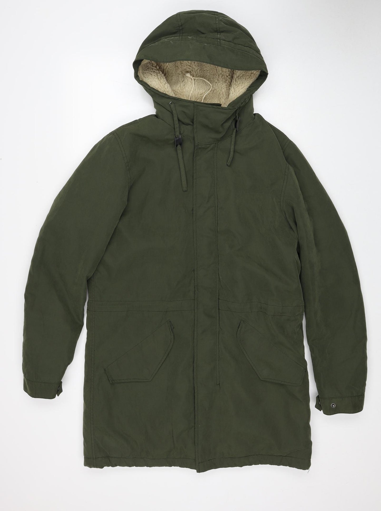 JACK & JONES Womens Green Rain Coat Coat Size S Zip