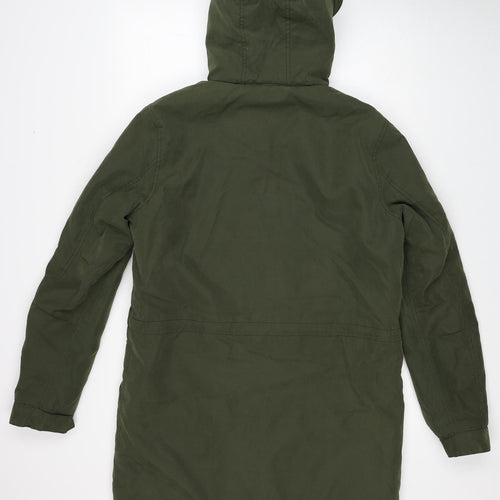 JACK & JONES Womens Green Rain Coat Coat Size S Zip