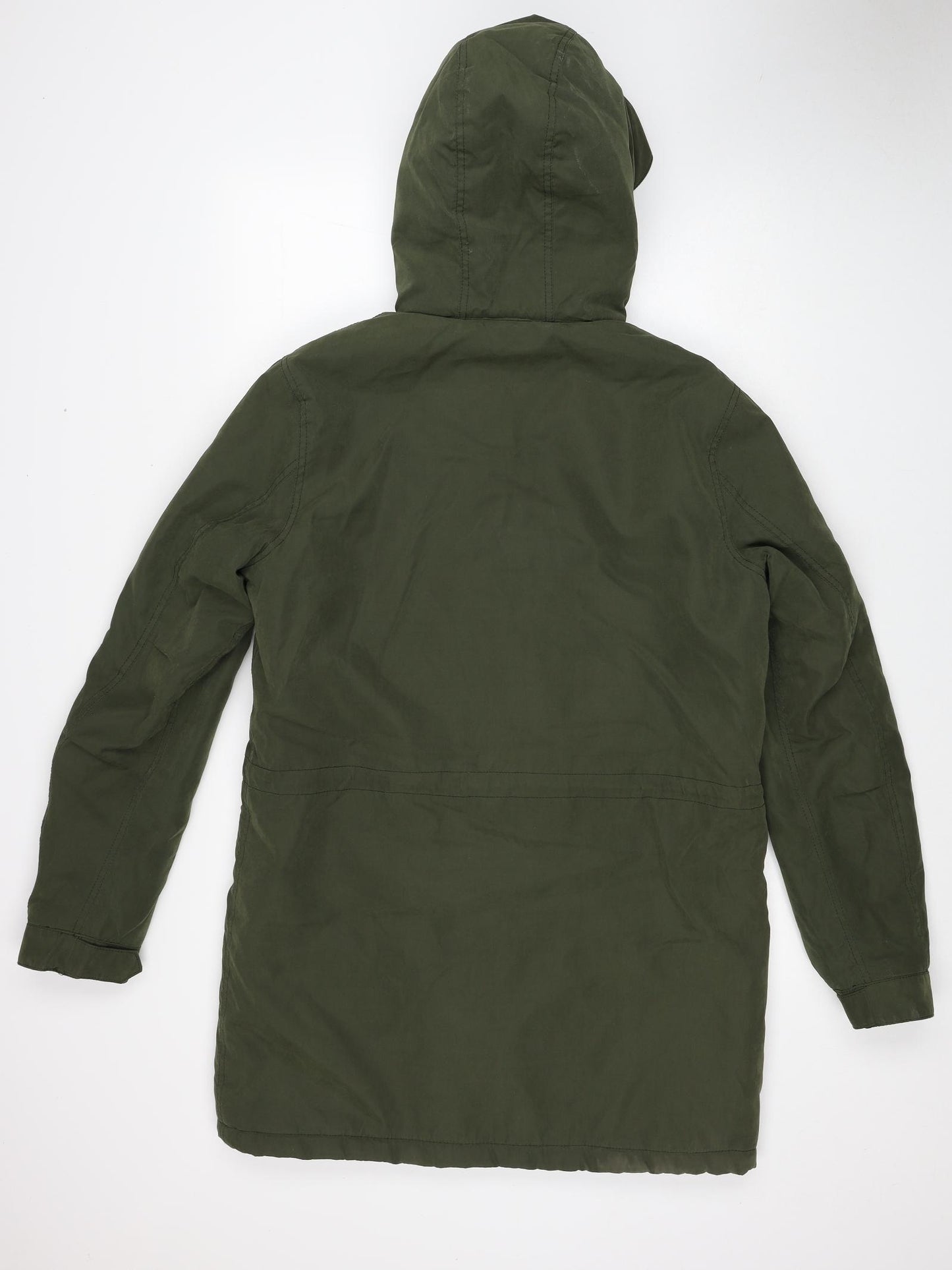 JACK & JONES Womens Green Rain Coat Coat Size S Zip