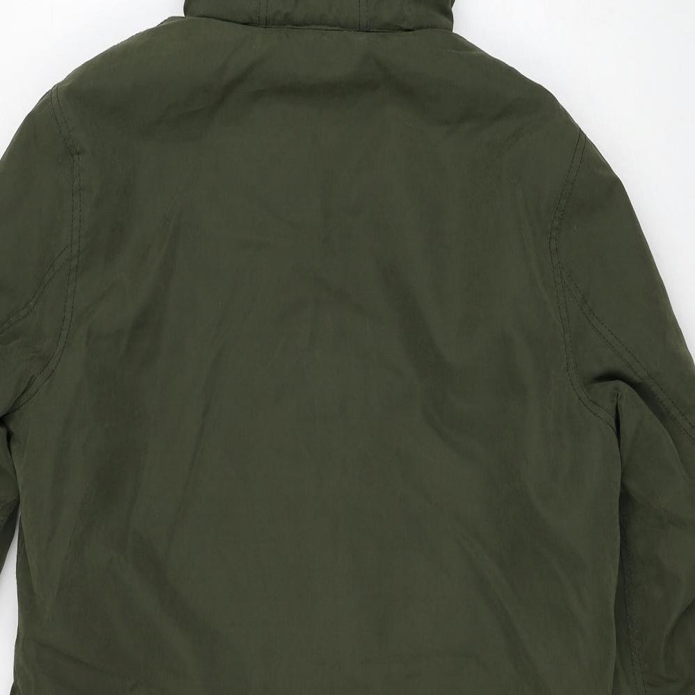 JACK & JONES Womens Green Rain Coat Coat Size S Zip