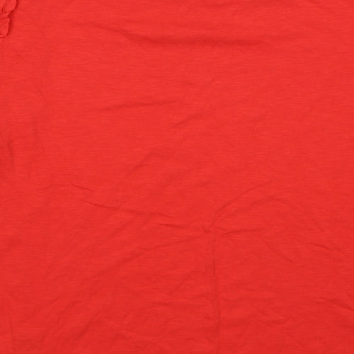 George Womens Red Cotton Basic T-Shirt Size 18 Boat Neck - Pom Pom Sleeve Trim